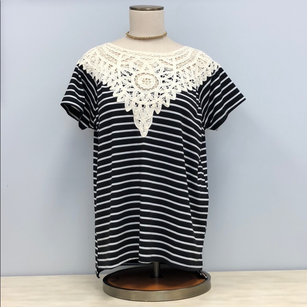 Striped lace top